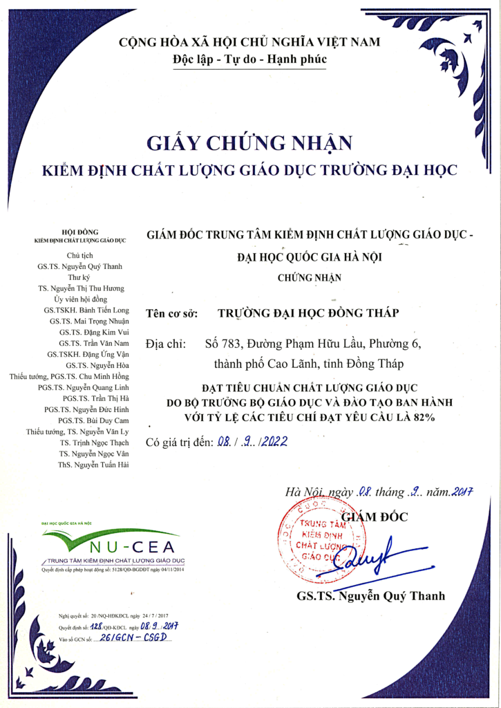 giấy chúng nhận kiểm định chất lượng